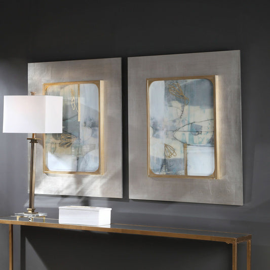 Gilded Whimsy Abstract Prints by Uttermost in multi. Made from mdf, glass, plywood, paper in a modern style.