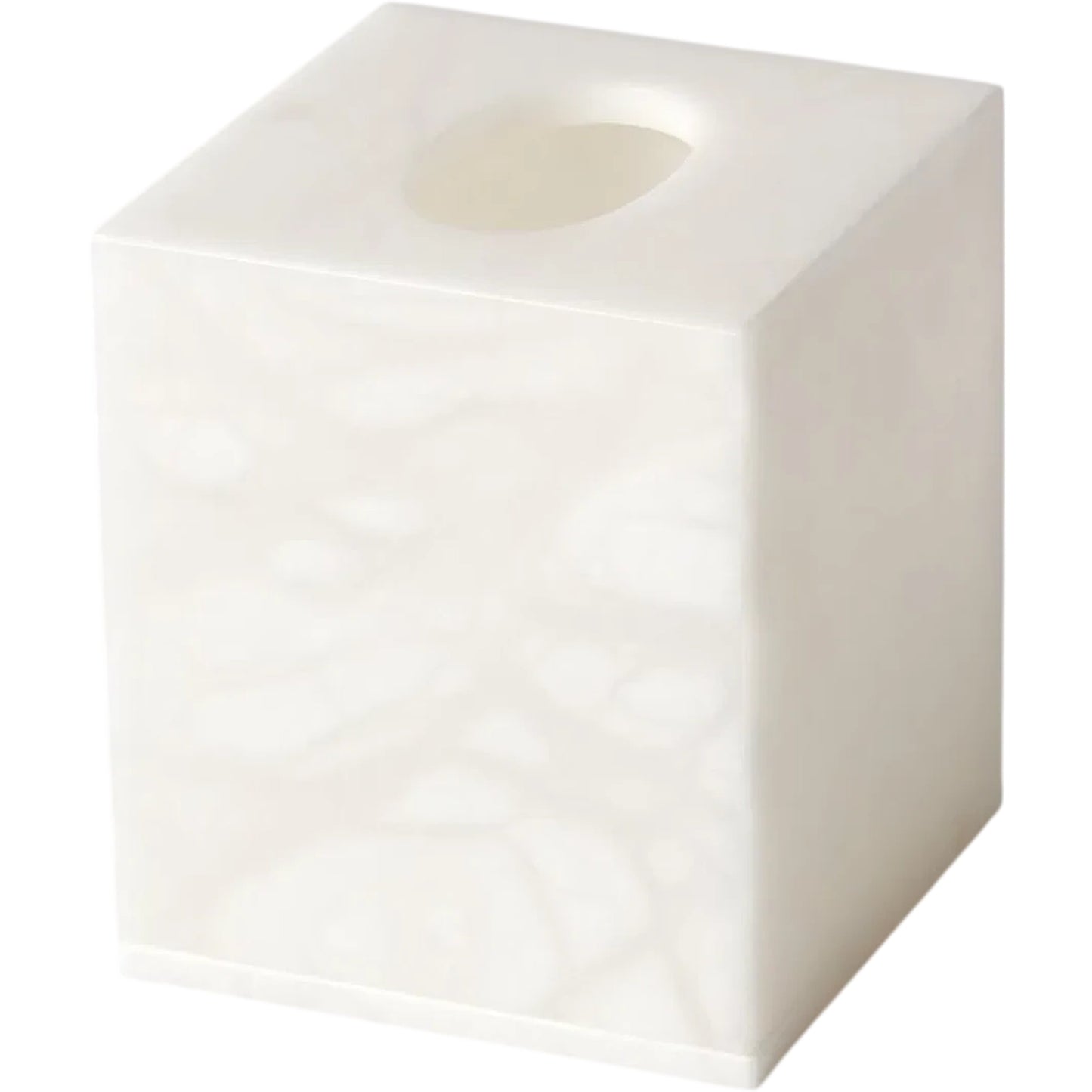 001 SR-891210 | Primary Silo | Alabaster Tissue Box by Global Views. Made from alabaster in a modern style.