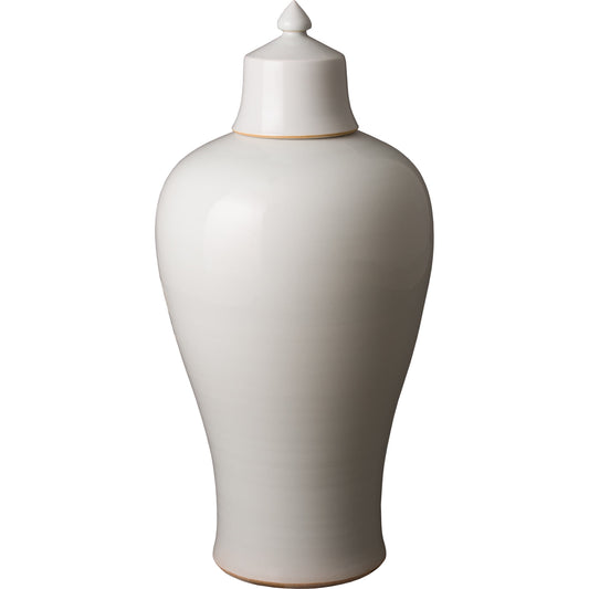 Porcelain Lidded Meiping Vase by Emissary USA in white celadon. Made from unique in a traditional style.
