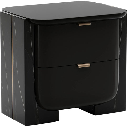 Overlap Nightstand by Caracole. Made from stone in a modern style.