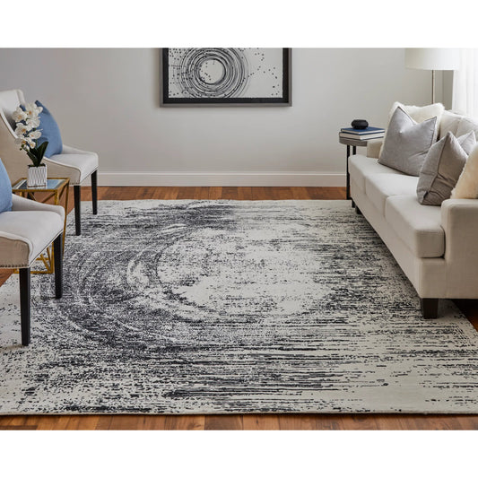 Coda Rug - 8928F by Feizy in black, white. Made from wool, viscose in a unique style.