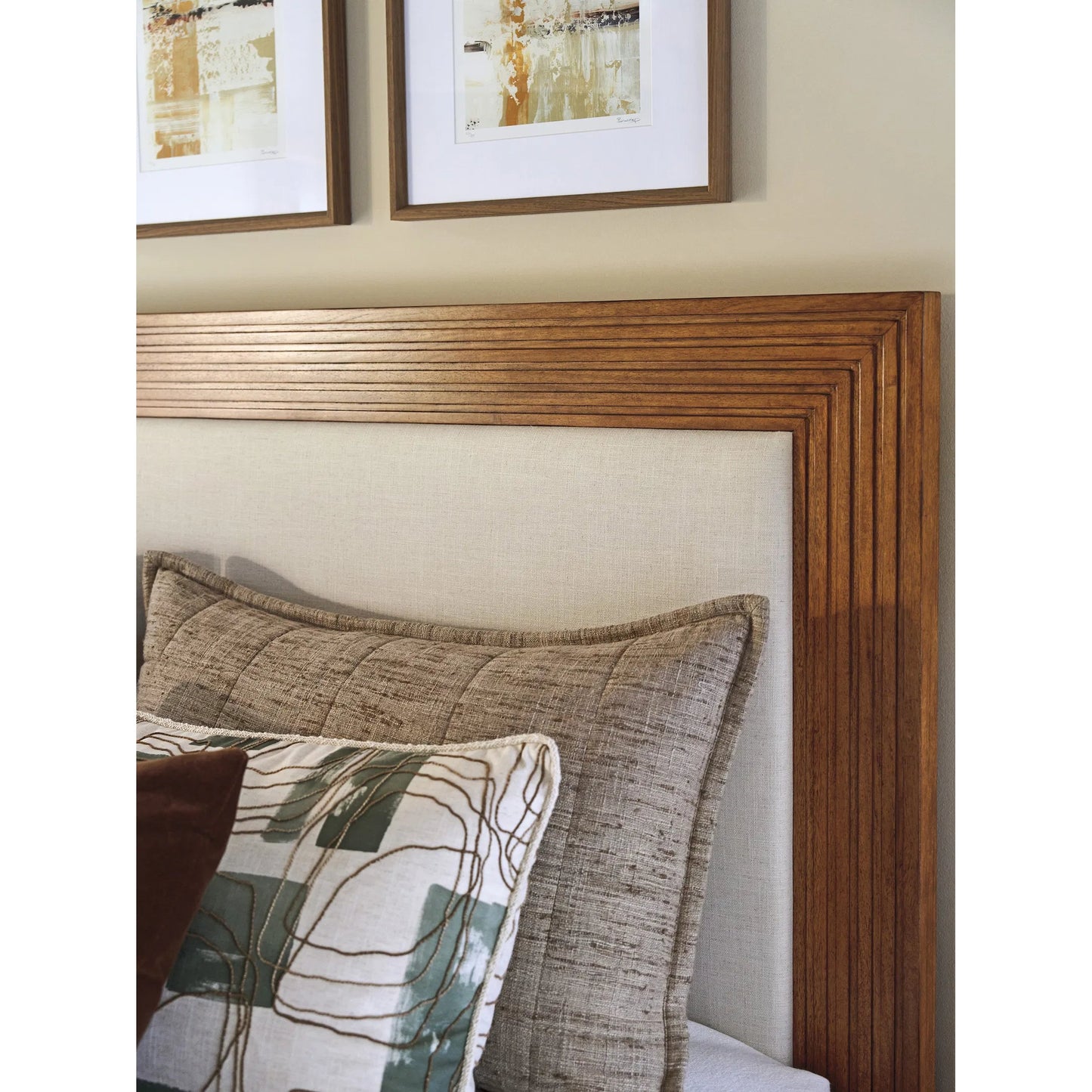 002 SI-2371239,SI-2371240,SI-2371242 | Closeup | Pendry Upholstered Headboard by Lexington. Made from unique in a transitional style.