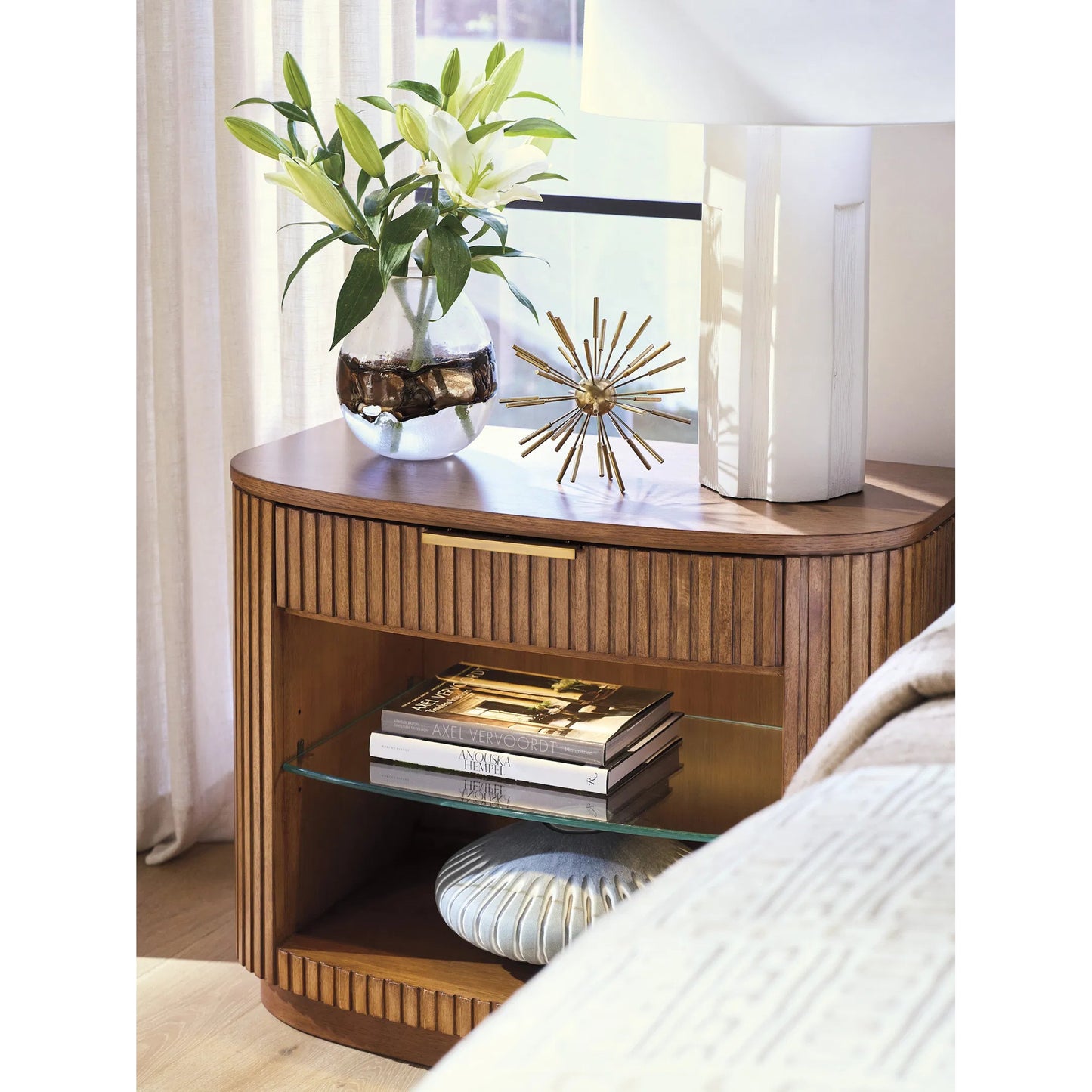 003 SI-2371247 | Closeup | Tustin Open Nightstand by Lexington. Made from unique in a transitional style.