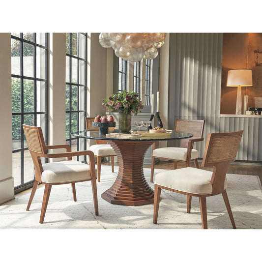 Cabrillo 54-Inch Glass Top Dining Table by Lexington in tan. Made from hickory, glass in a unique style.