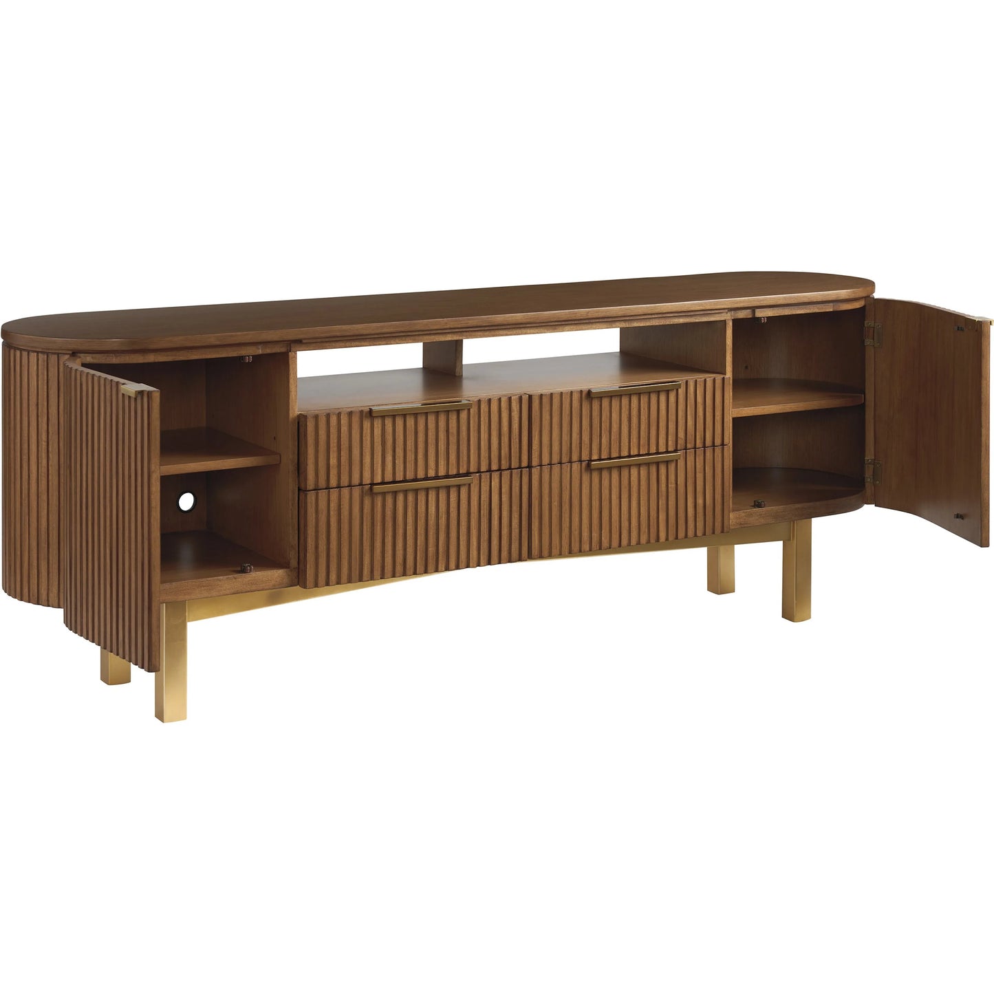 002 SI-2371261 | Additional Silo | Crescent Bay Media Console by Lexington in satin gold. Made from wood, metal in a transitional style.