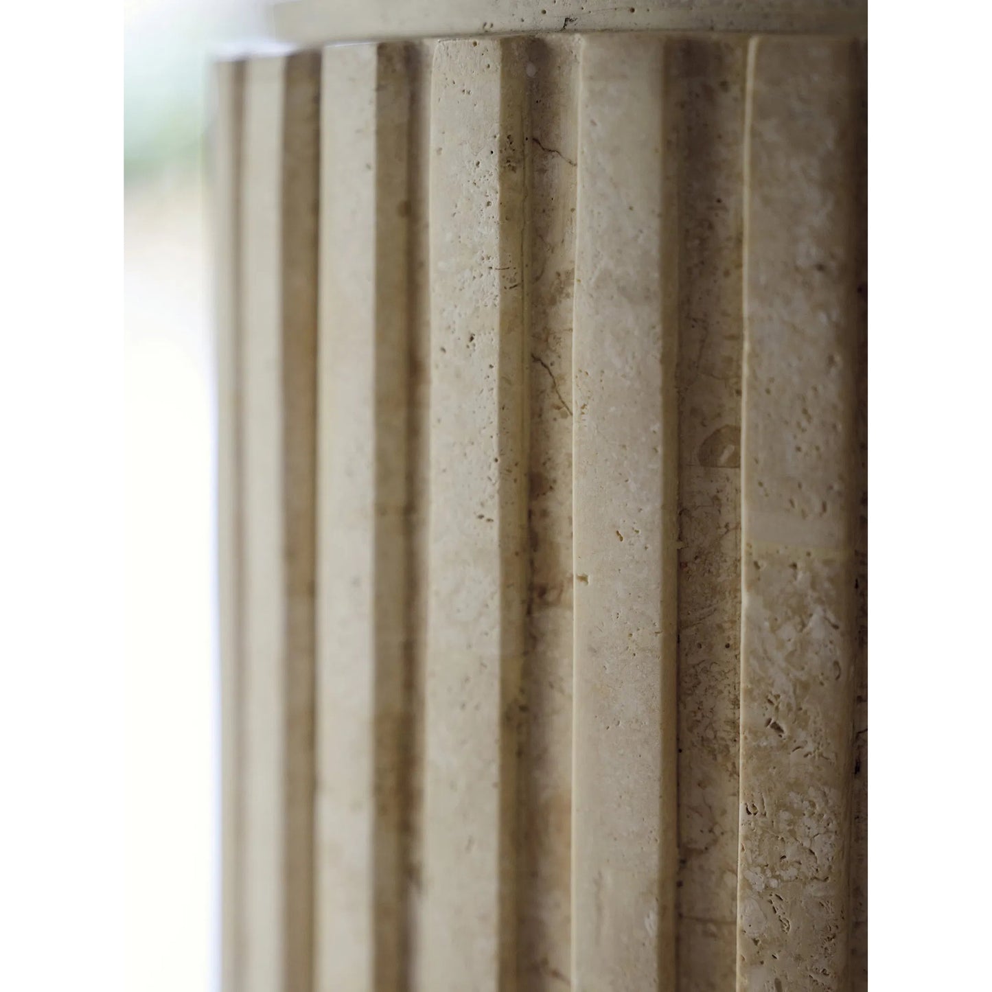 004 SI-2371264 | Closeup | Culver Chairside Table by Lexington. Made from limestone in a transitional style.