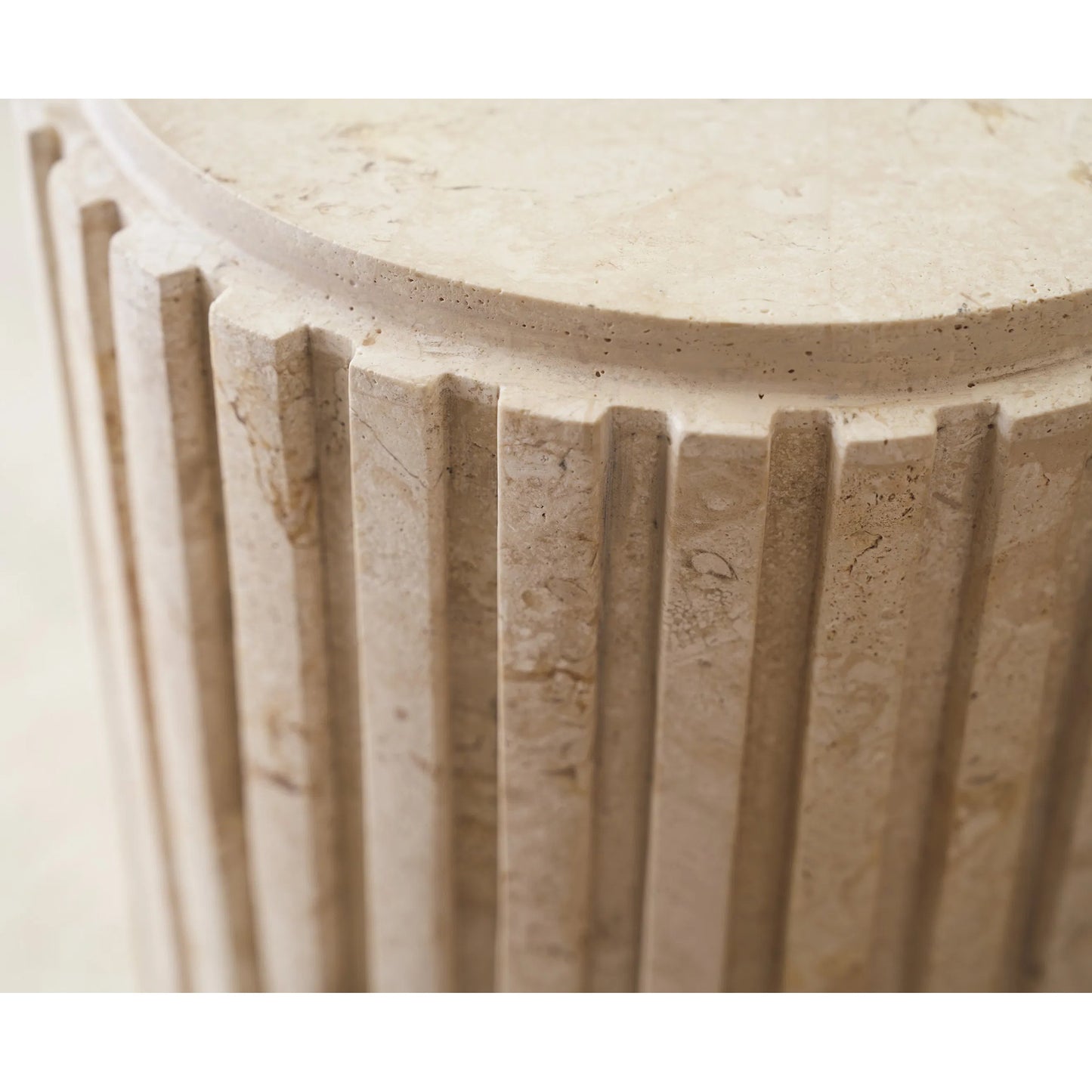 003 SI-2371264 | Closeup | Culver Chairside Table by Lexington. Made from limestone in a transitional style.