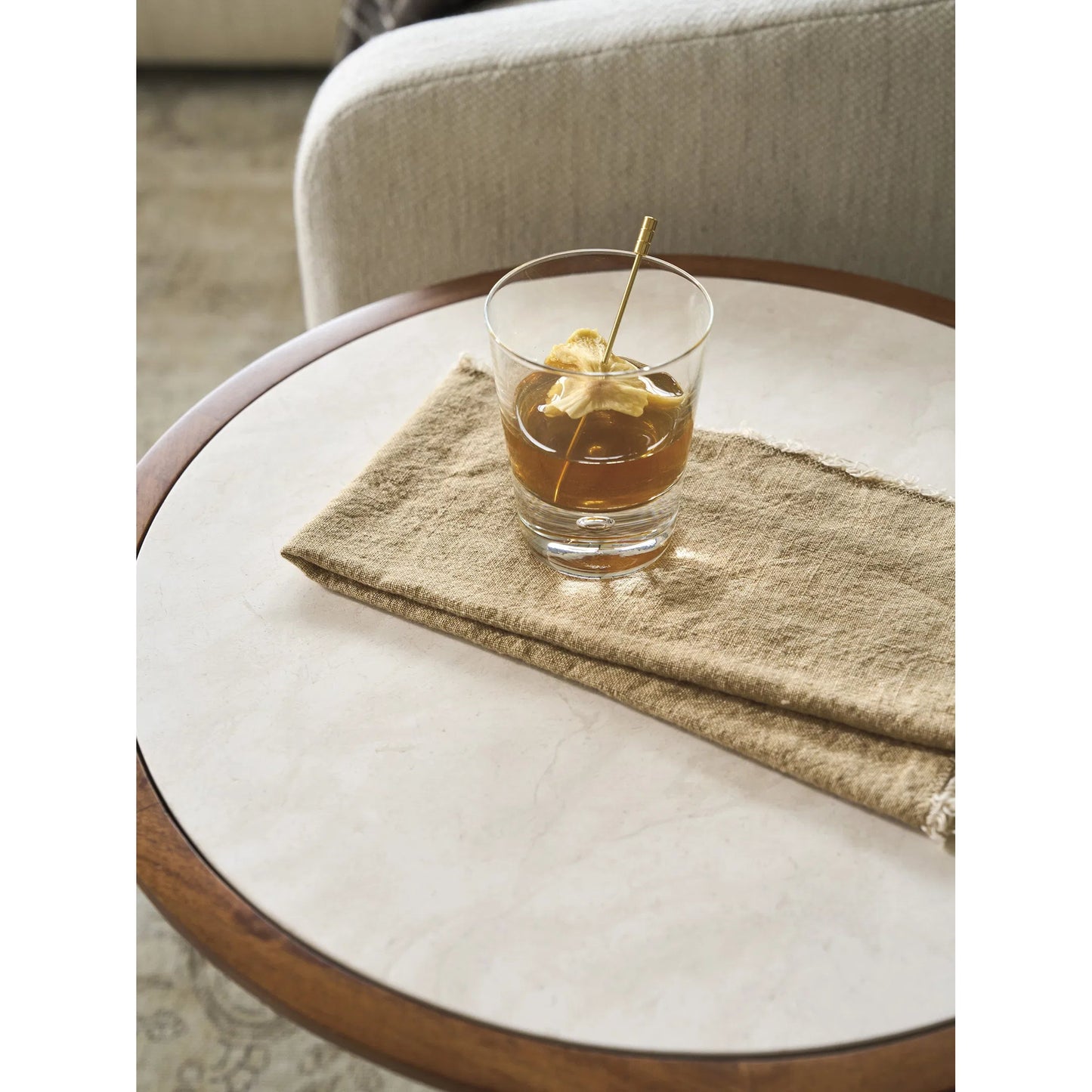 008 SI-2371265 | Lifestyle | Ortega Accent Table by Lexington. Made from marble in a rustic style.