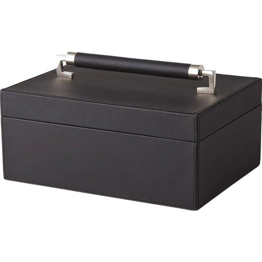 Wrapped Leather Handle Box by Global Views in black and ivory. Made from unique in a modern style.