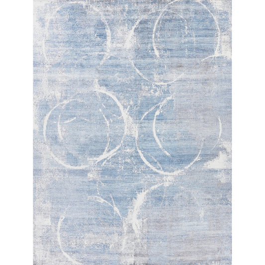Fine Pure Silk Rug - Blue, Gray, Ivory by Exquisite Rugs in blue, gray, ivory. Made from silk in a unique style.