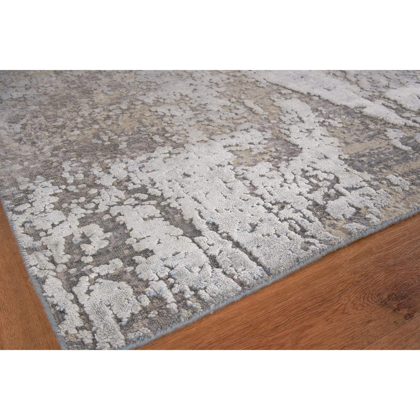 004 SI-2222049,SI-2222050,SI-2293695 | Closeup | Fine Pure Silk Rug V by Exquisite Rugs in gray, beige. Made from silk in a unique style.