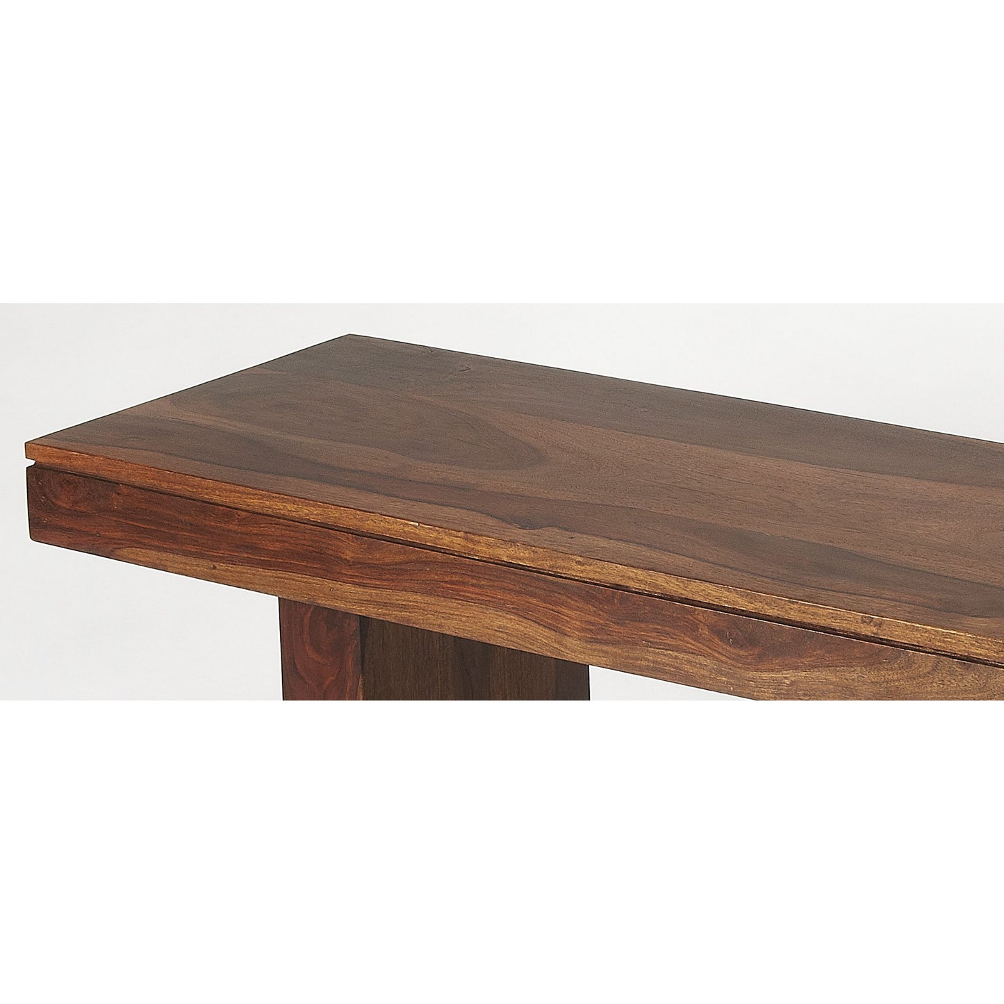002 O-BUTLER-4239140 | Closeup | Hewett Solid Wood Bench by Butler Specialty Company in dark brown and butler loft. Made from sheesham wood solids in a modern style.