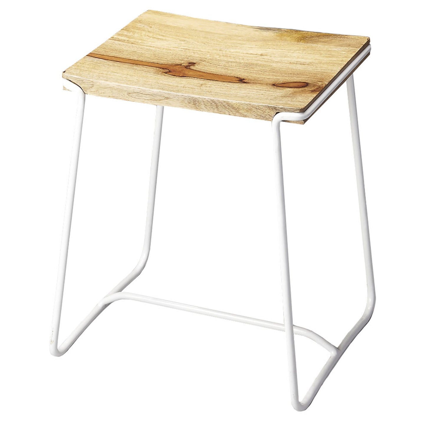 001 O-BUTLER-4272288 | Additional Silo | Parrish Wood & Metal Stool by Butler Specialty Company in white and white. Made from iron, mango wood in a modern style.