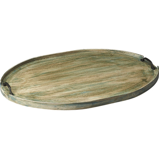 Dubois Solid Wood Serving Tray by Butler Specialty Company in green and hors d'oeuvres. Made from mango wood solids in a coastal style.