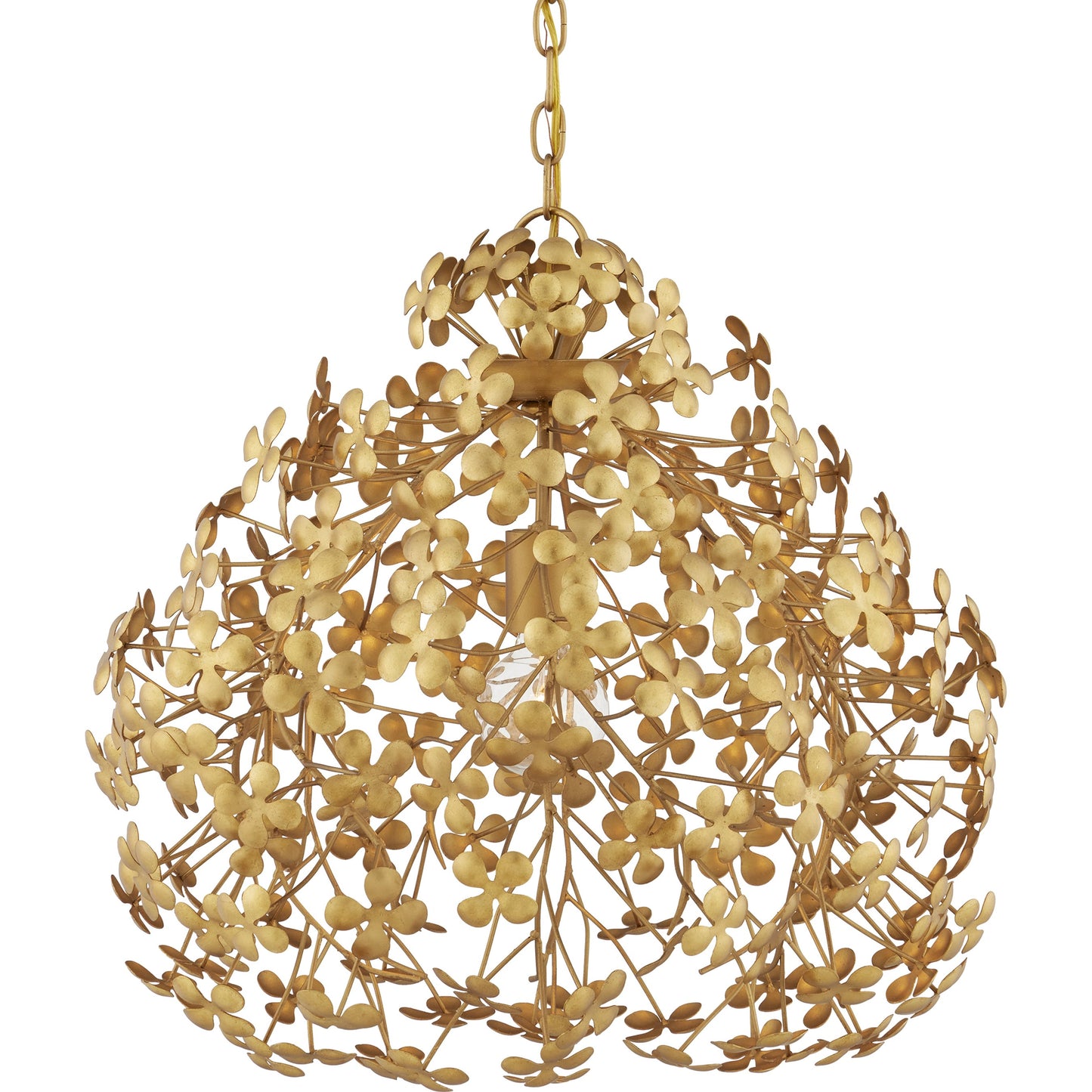 006 SI-2007704 | Additional Silo | Cloverfield Pendant by Currey and Company in contemporary gold leaf. Made from wrought iron in a modern style.