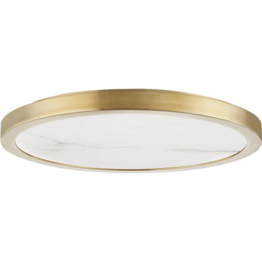 Woodhaven LED Flush Mount by Hudson Valley in aged brass. Made from brass in a modern style.