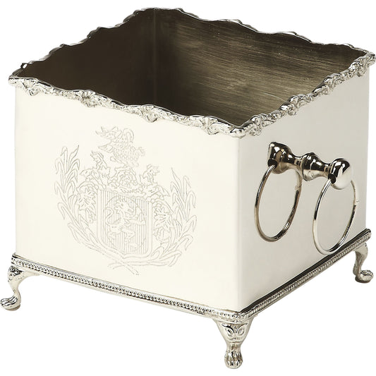 Cascio Planter by Butler Specialty Company in silver and hors d'oeuvres. Made from brass in a traditional style.