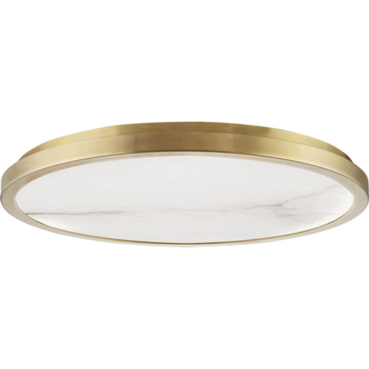Woodhaven LED Flush Mount by Hudson Valley in aged brass. Made from brass in a modern style.