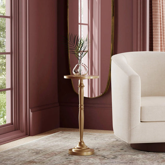 Langford Side Table by Butler Specialty Company in antique gold. Made from aluminum in a modern style.