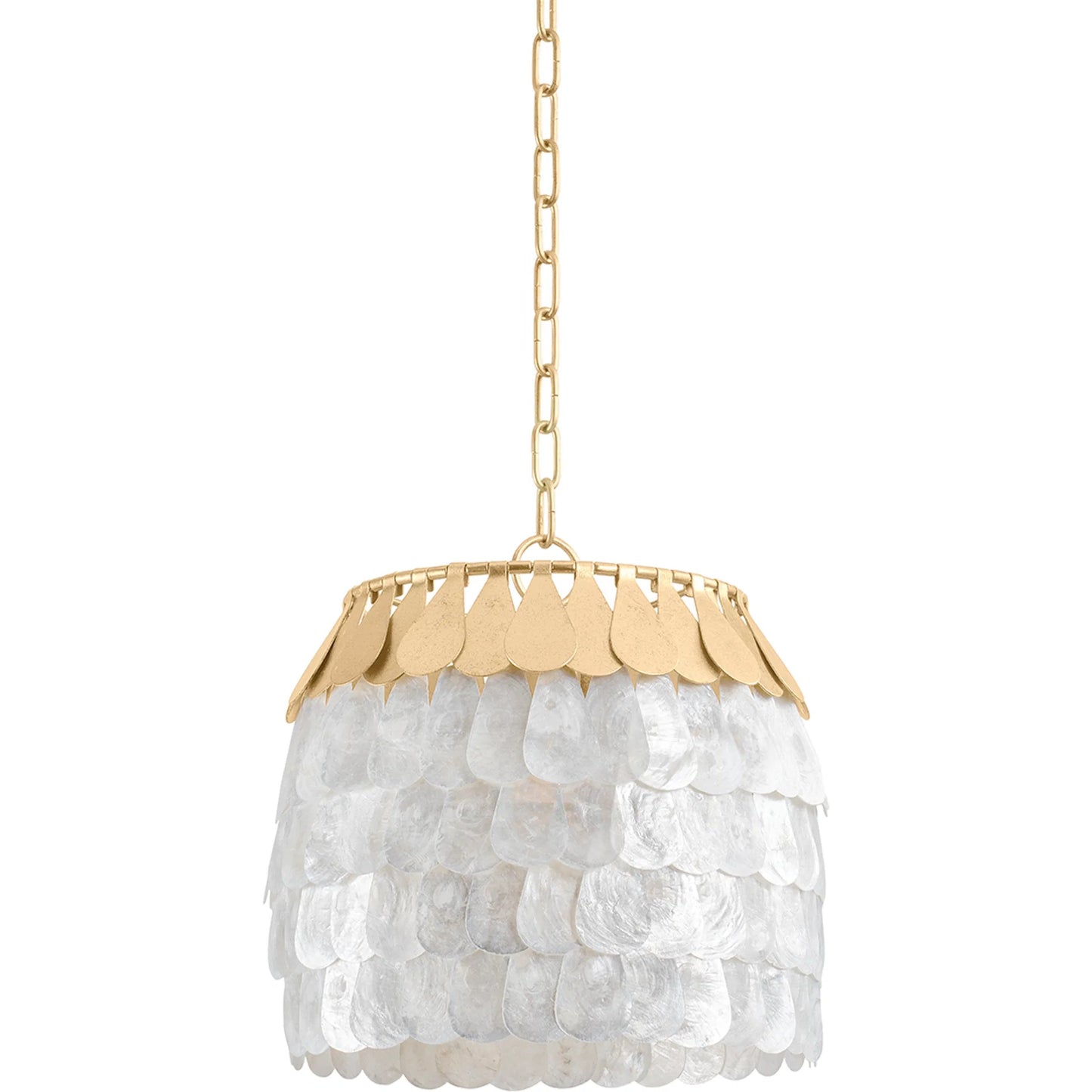 001 SI-2030043 | Primary Silo | Coralie Pendant by Corbett in vintage gold leaf. Made from steel in a modern style.