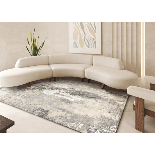Cosmo 4345 Rug by Exquisite Rugs in silver, gray, ivory. Made from wool, bamboo silk in a unique style.