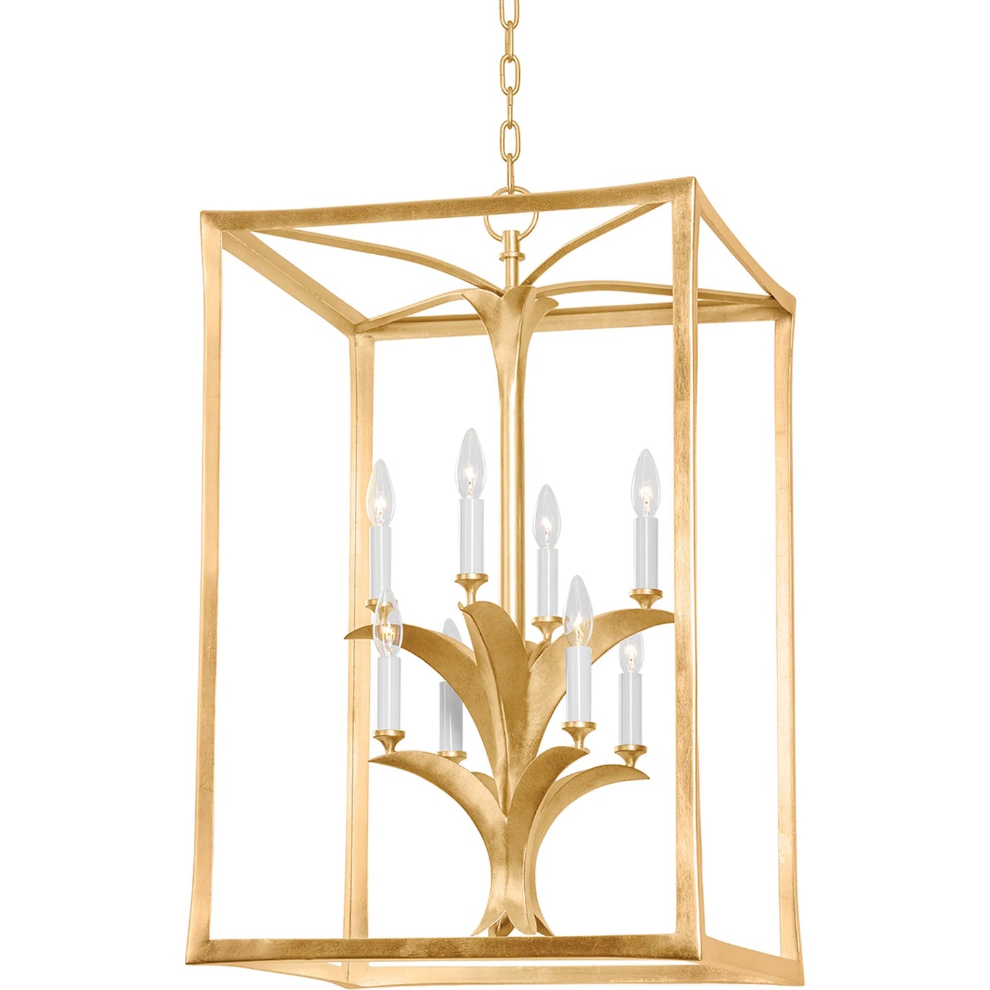 002 SI-2030047 | Primary Silo | Bergamo Lantern Pendant by Corbett in vintage gold leaf. Made from steel in a modern style.
