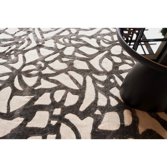 Goudy Rug - Ivory, Black by Exquisite Rugs in ivory, black. Made from wool, bamboo silk in a unique style.