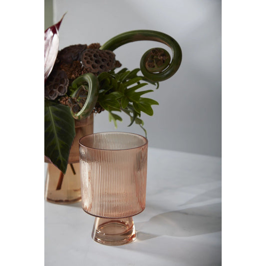 Kersten Vase by Accent Decor in pink. Made from glass in a modern style.
