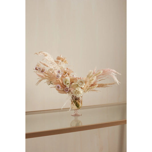 Vesna Footed Vase by Accent Decor in pink. Made from glass in a modern style.
