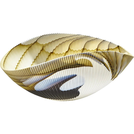 001 SR-940001 | Primary Silo | Pleated Amber & Blue Filigree Bowl by Global Views in amber, blue filigree. Made from artglass in a modern style.