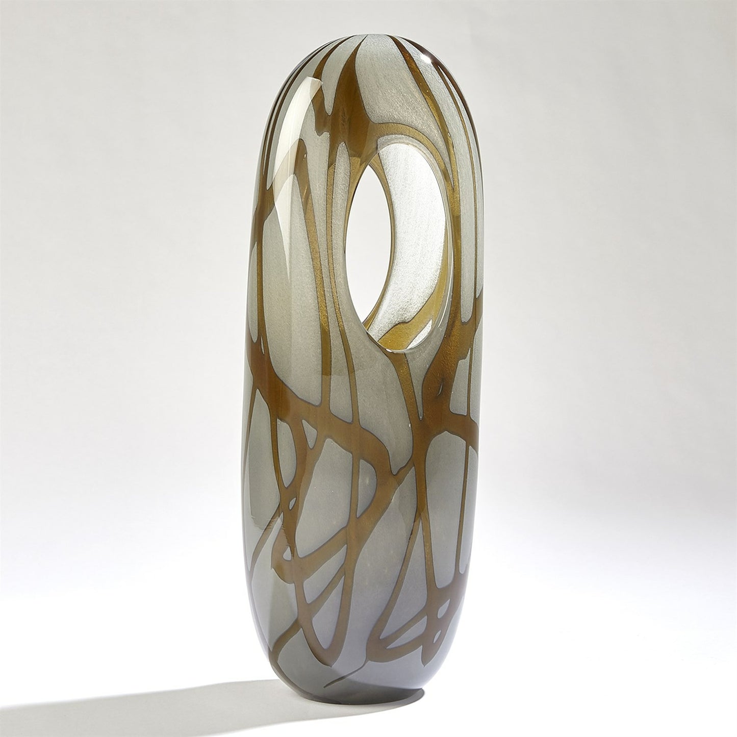 005 SR-940070,SR-940072 | Additional Silo | Swirl Vase by Global Views in amber, gray. Made from art glass in a modern style.