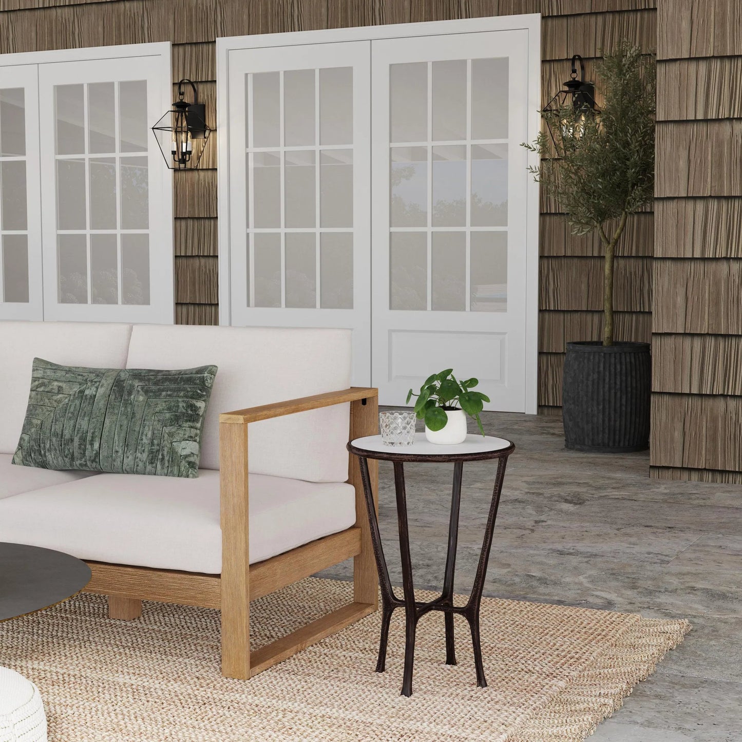 007 SI-2077714 | Lifestyle | Flavio Metal & Stone Side Table by Butler Specialty Company in bronze and metal & marble. Made from aluminium, marble in a modern style.