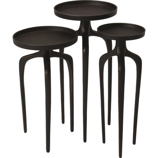 Franco Scatter Table Set by Butler Specialty Company in black and black. Made from aluminum in a modern style.