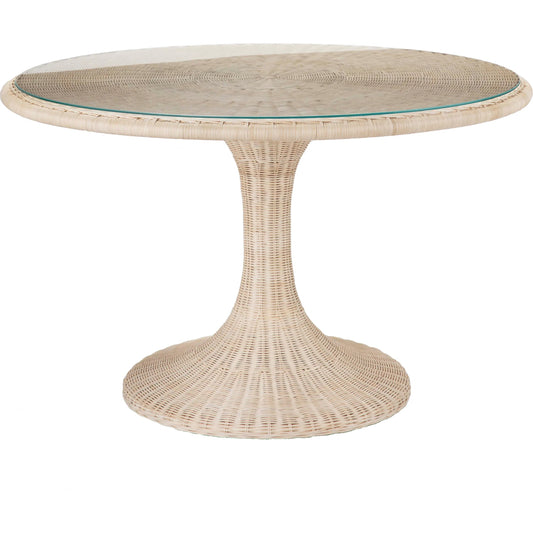 Biscayne Dining Table by Chelsea House in tan. Made from aluminum, rattan in a rustic style.
