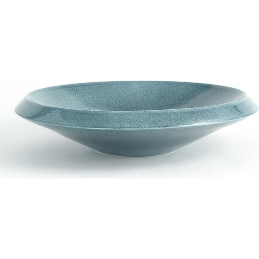 Low Bowl by Global Views in teal. Made from earthenware-reactive glaze in a transitional style.