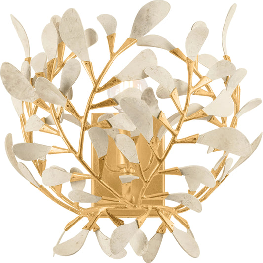 Maybrook Wall Sconce by Hudson Valley in vintage gold leaf. Made from iron in a modern style.