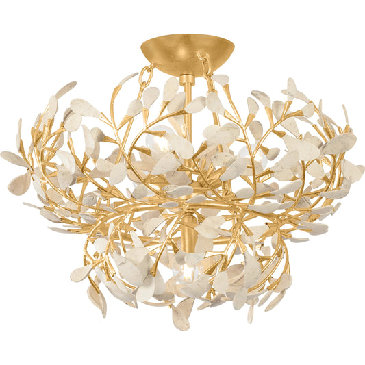 001 SI-2374363 | Primary Silo | Maybrook Semi Flush by Hudson Valley in vintage gold leaf. Made from iron in a unique style.