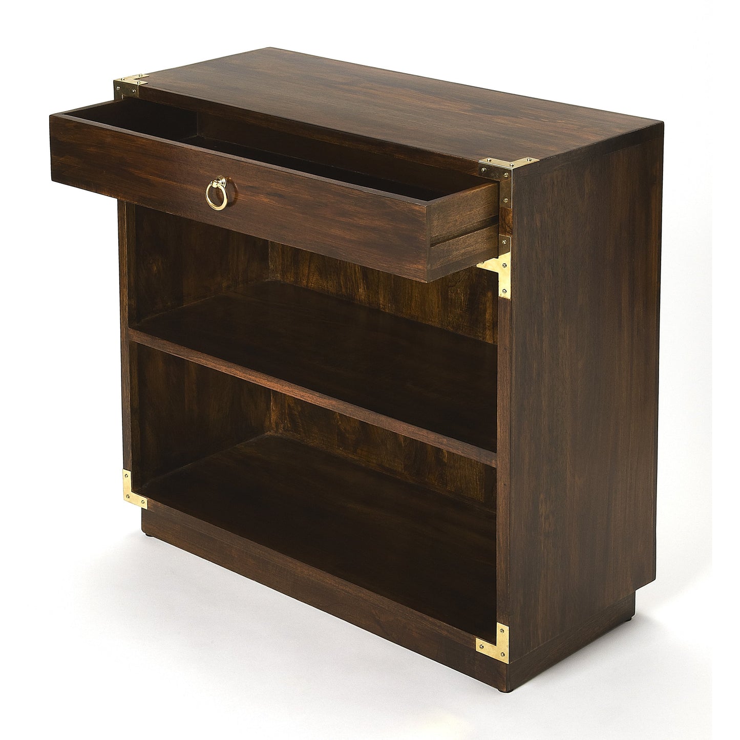 002 S-346235 | Additional Silo | Forster Campaign Bookcase by Butler Specialty Company in dark brown and brown. Made from mango wood solids, mdf, brass finished hardware in a transitional style.