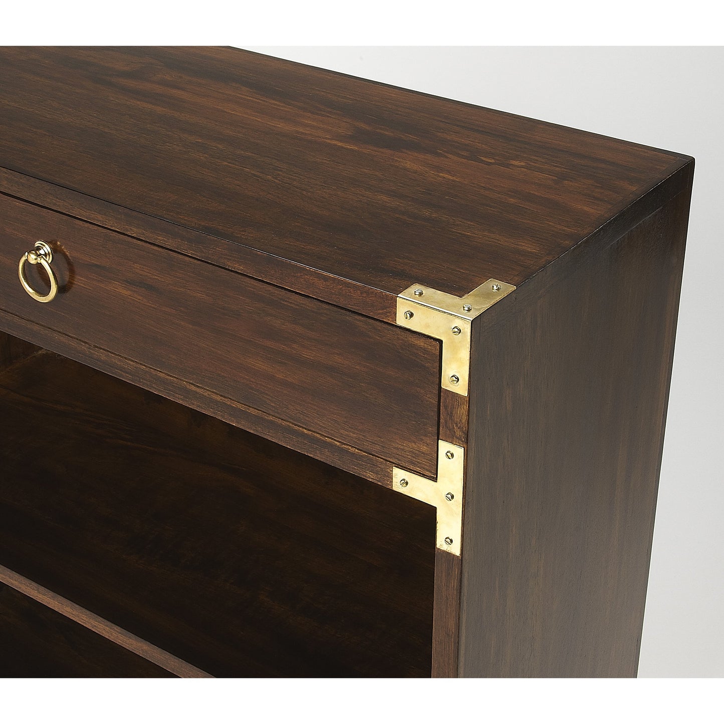 003 S-346235 | Additional Silo | Forster Campaign Bookcase by Butler Specialty Company in dark brown and brown. Made from mango wood solids, mdf, brass finished hardware in a transitional style.