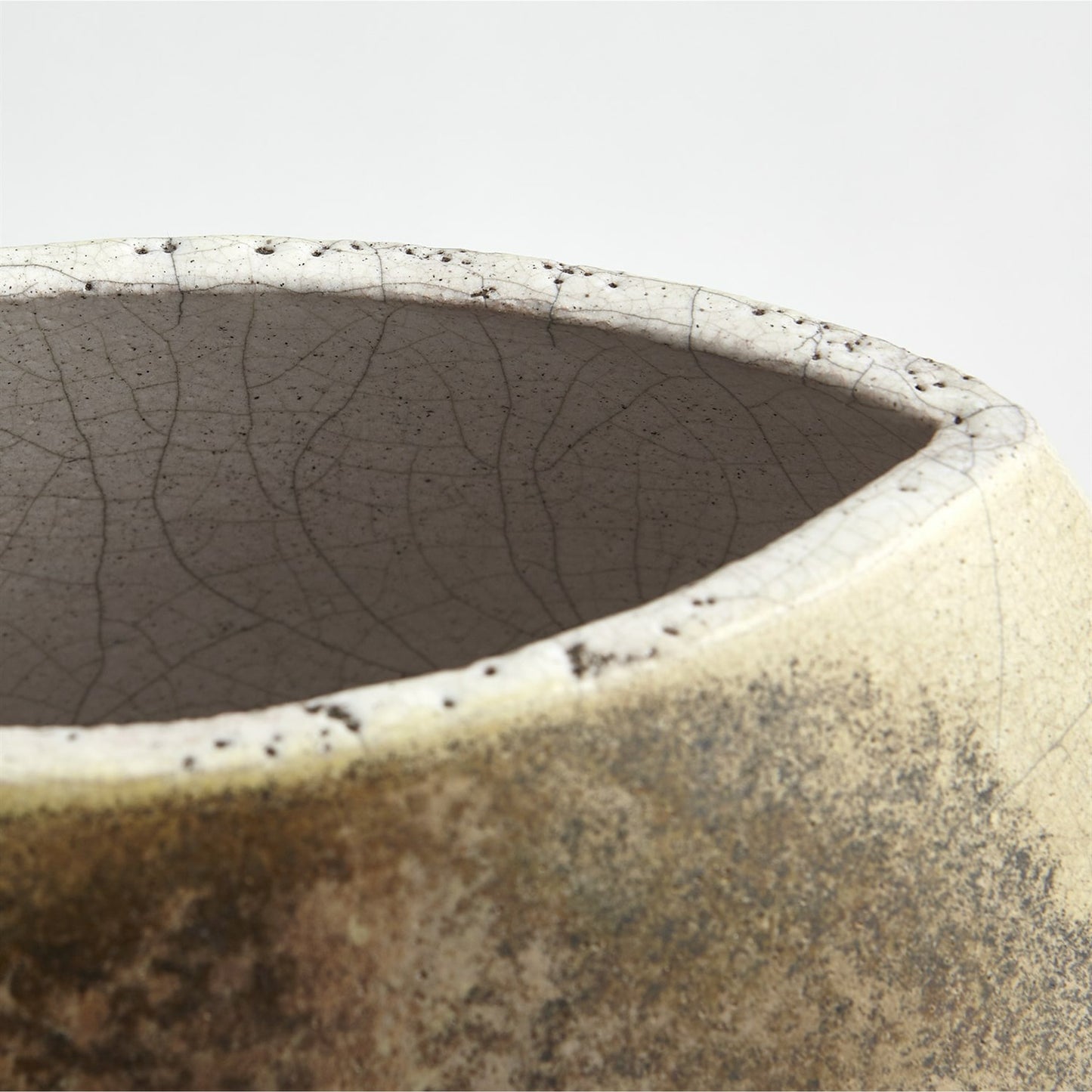 004 SR-892092 | Additional Silo | Golden Raku Flat Round Vase by Global Views. Made from ceramic raku in a eclectic & global style.