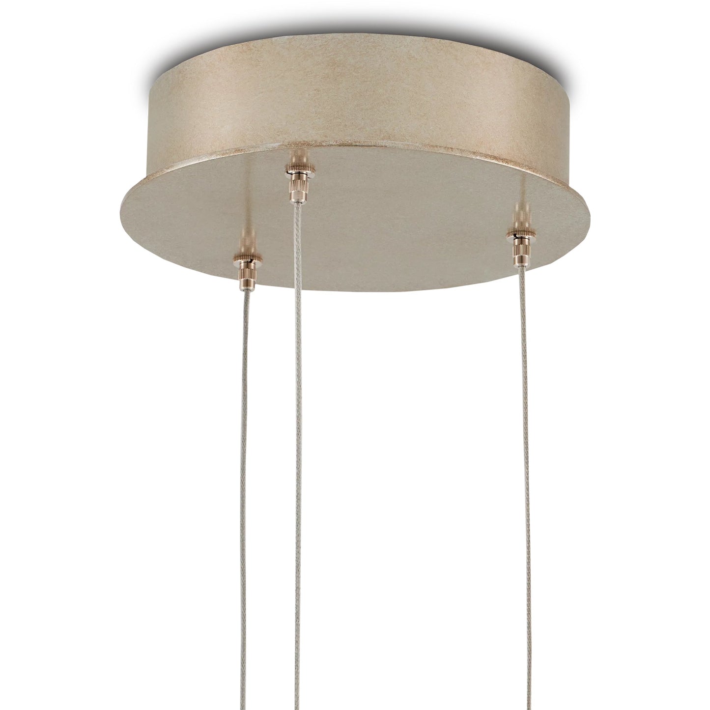 004 SI-2524231 | Closeup | Banyan 3-Light Multi-Drop Pendant by Currey and Company in antique brass, clear, silver. Made from metal, glass in a modern style.