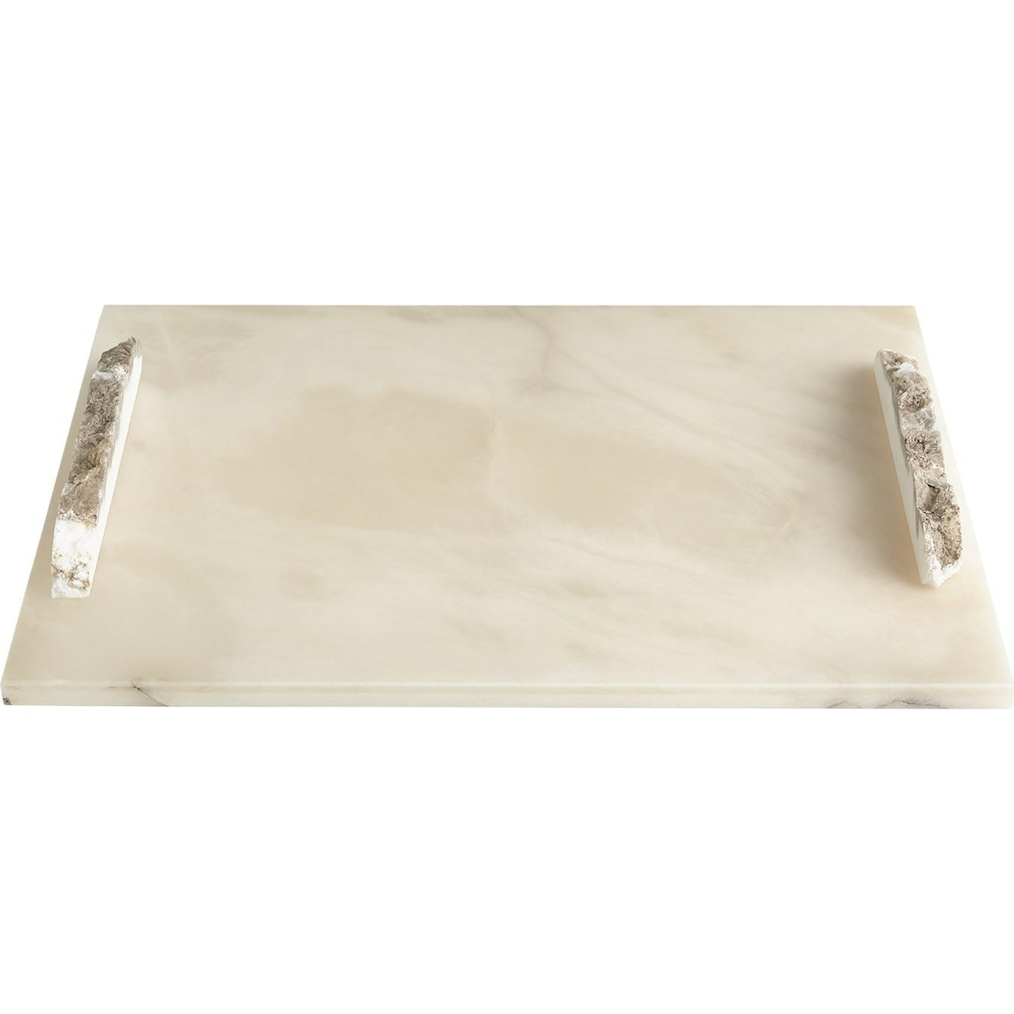 001 SR-939719 | Primary Silo | Alabaster Rectangle Tray with Rock Handles by Global Views. Made from alabaster in a modern style.