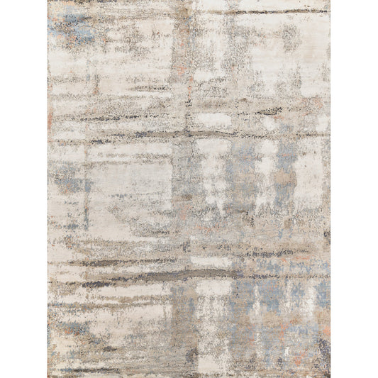 Laureno Rug - Gray, Multi by Exquisite Rugs in silver blue. Made from bamboo silk in a unique style.