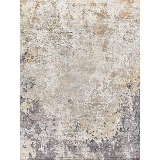 Laureno Rug - Silver, Blue by Exquisite Rugs in gray. Made from bamboo silk in a unique style.