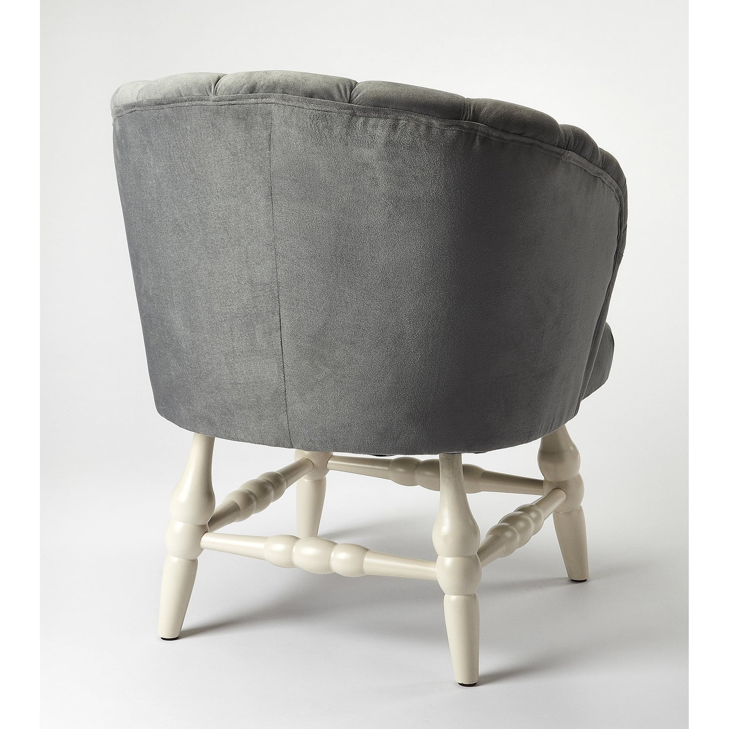002 S-346305 | Additional Silo | Malcom Accent Chair by Butler Specialty Company in gray and white. Made from rubberwood solids, pine board, 2lb. foam, velvet fabric (100% polyester) in a transitional style.