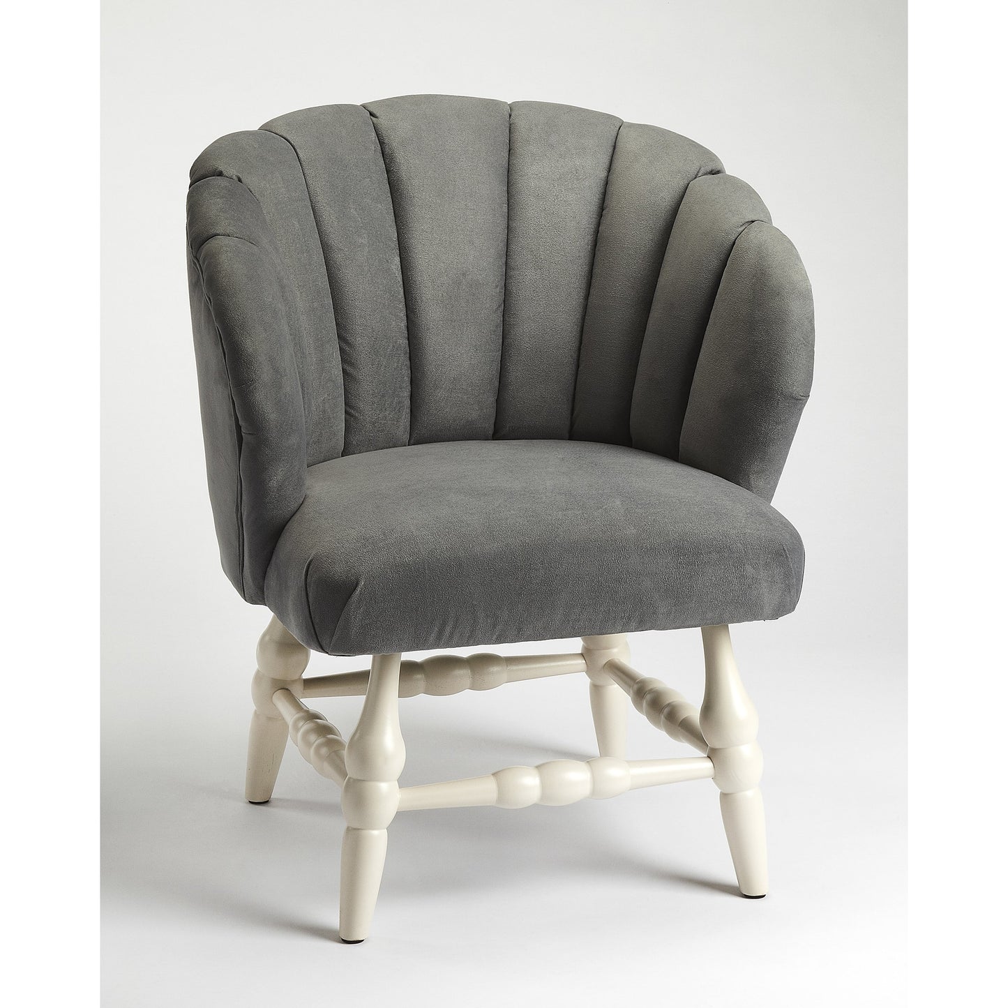 005 S-346305 | Additional Silo | Malcom Accent Chair by Butler Specialty Company in gray and white. Made from rubberwood solids, pine board, 2lb. foam, velvet fabric (100% polyester) in a transitional style.