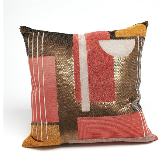 001 SR-892593 | Primary Silo | Modernist Pillow by Global Views in natural. Made from shell: 100% cotton, lining: 100% cotton, emb: acrylic, beads in a modern style.