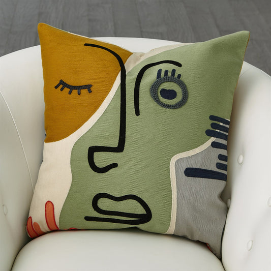 Petey Pillow by Global Views in natural. Made from shell: 100% cotton, lining: 100% cotton, emb: acrylic, beads in a modern style.