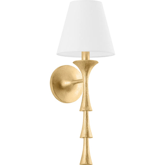 Vails Gate Wall Sconce by Hudson Valley in vintage gold leaf. Made from iron in a traditional style.