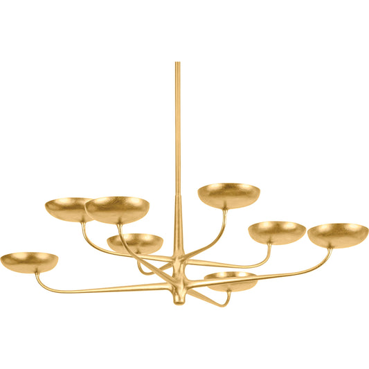 001 SI-2374420 | Primary Silo | Taormina 8-Light Chandelier by Hudson Valley in vintage gold leaf. Made from iron in a modern style.
